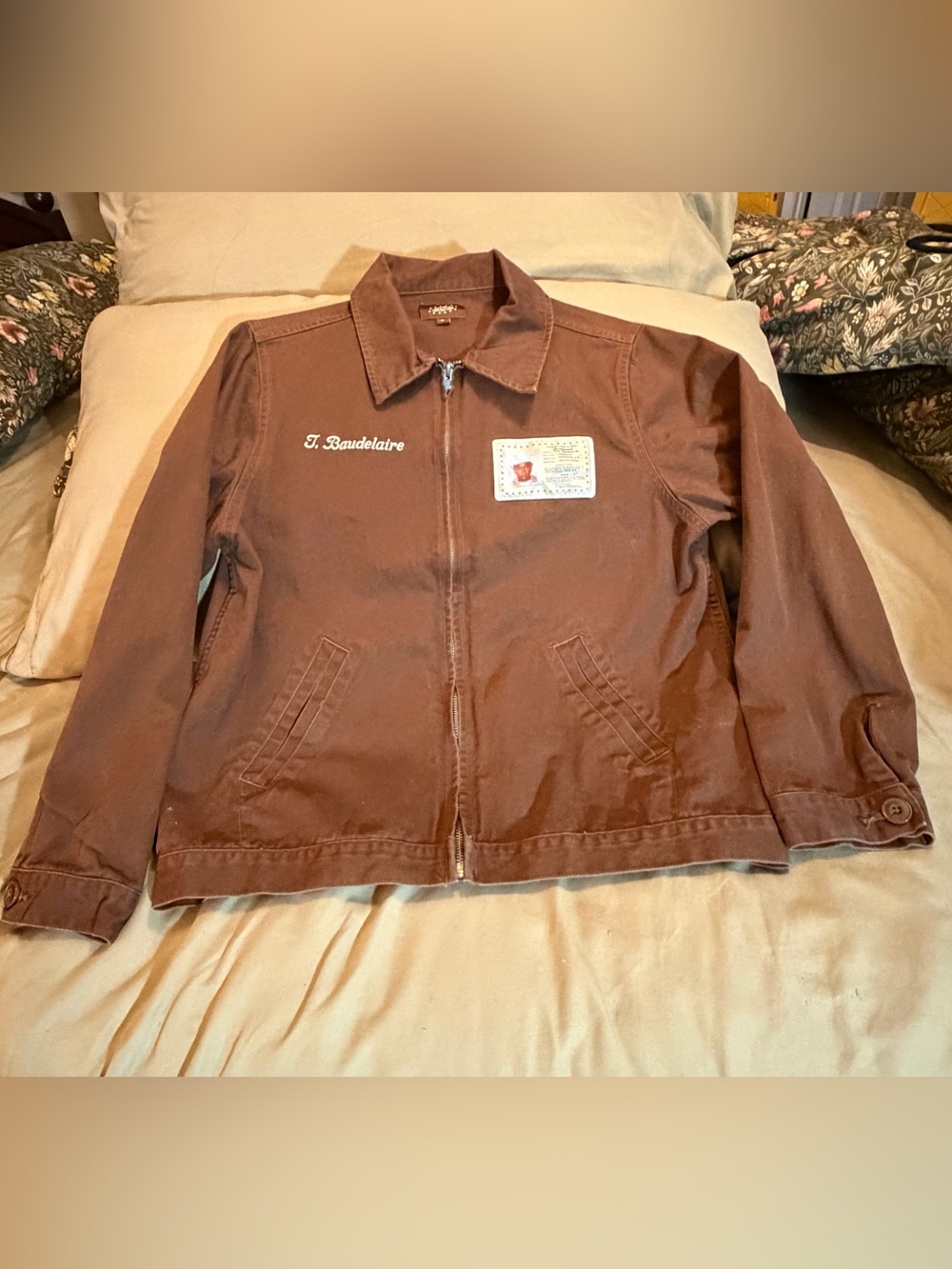 TYLER THE CREATOR BROWN CALL ME IF YOU GET LOST WORK TOUR JACKET.    SIZE SMALL